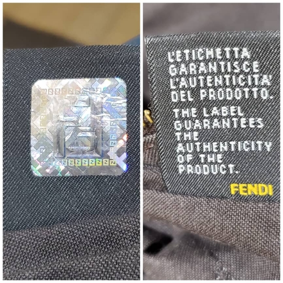 Authentic Fendi Pequin Canvas & Leather Roll Tote Brown, Black, Blue - Picture 8 of 10